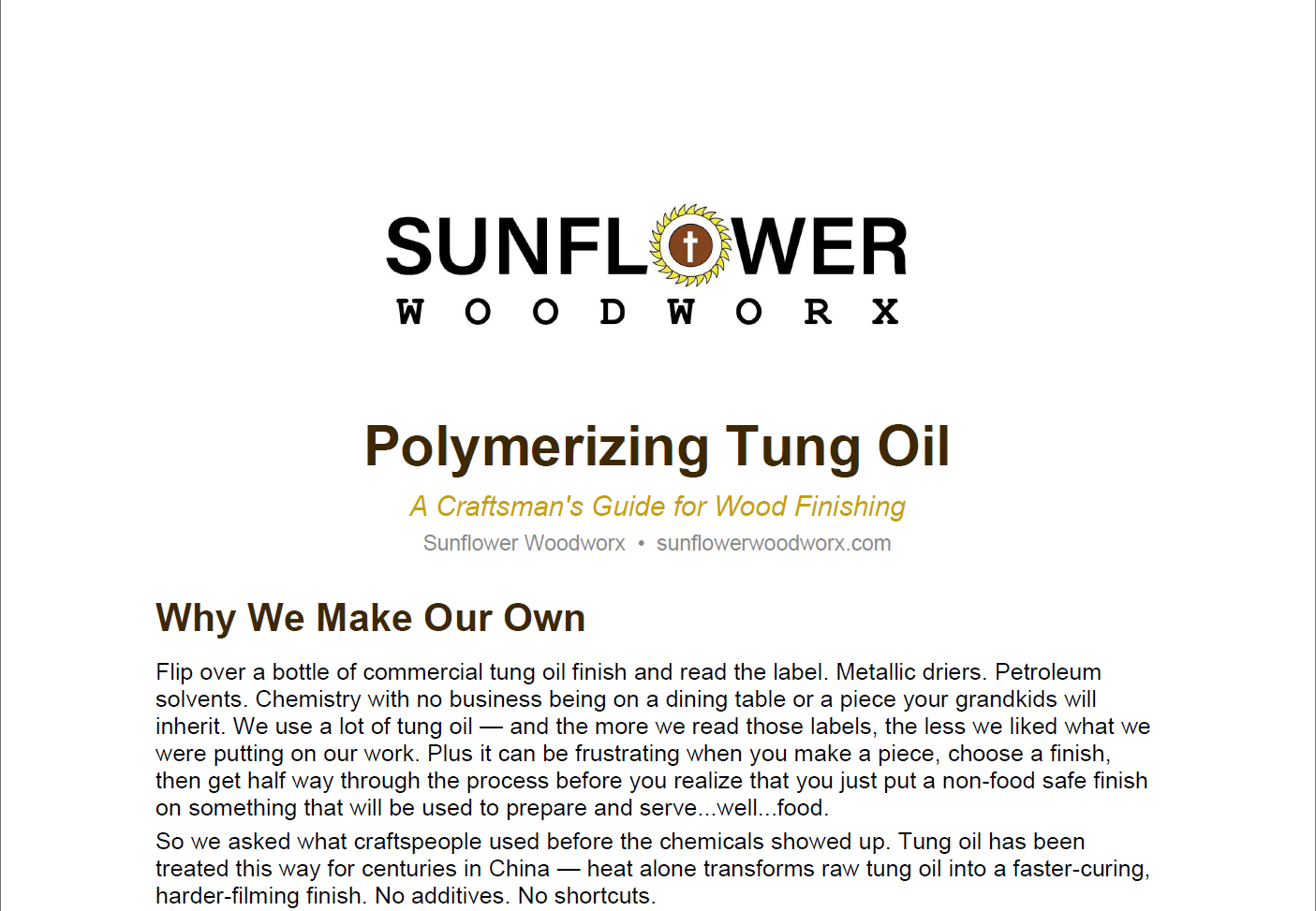 Polymerizing Tung Oil — Craftsman's Guide