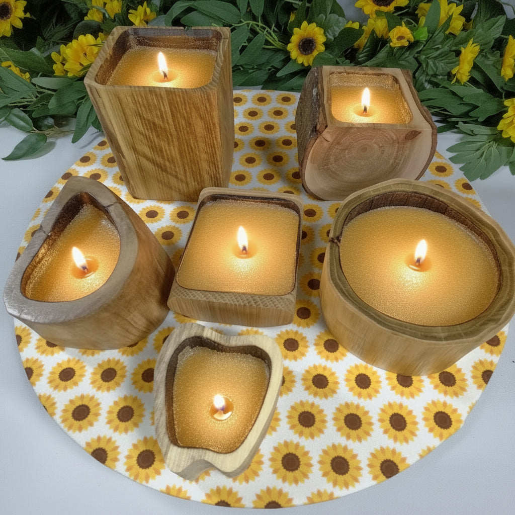 SANDLEZ! "Sand" Wax Candles Bases handcrafted wood product
