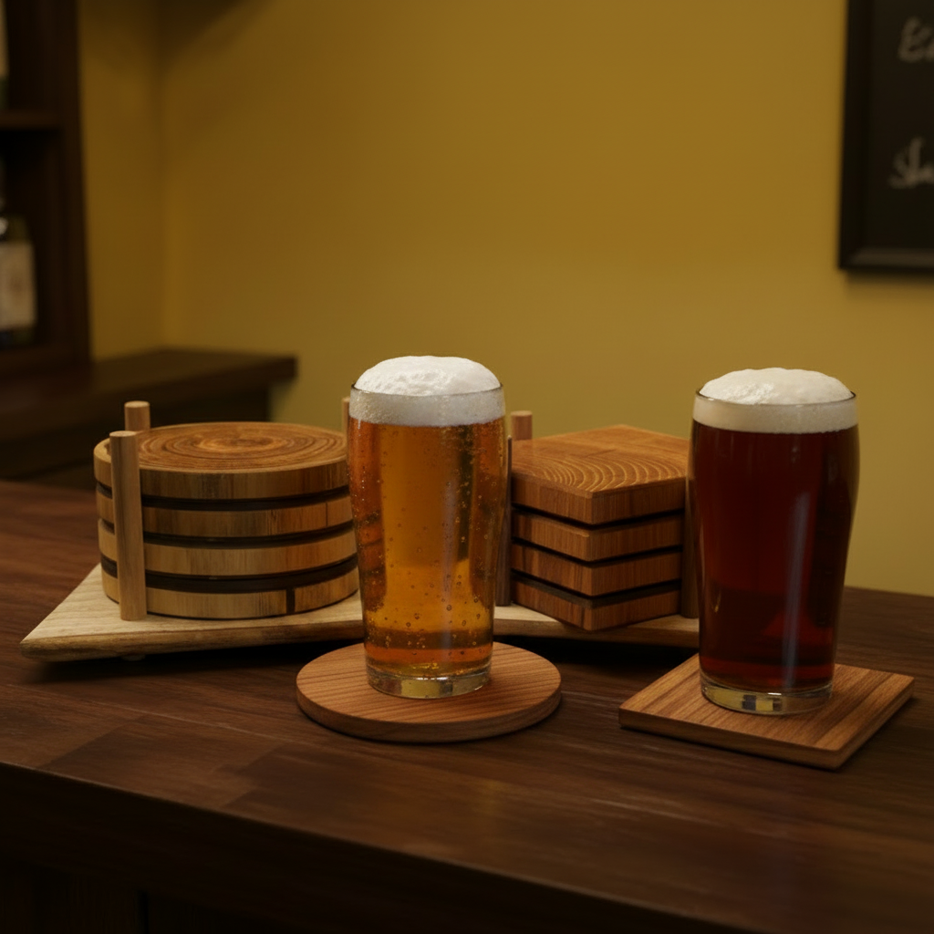 GLOWSTERZ! The luminescent beverage coasters! handcrafted wood product