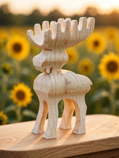 Wooden moose figure carved from bandsaw template